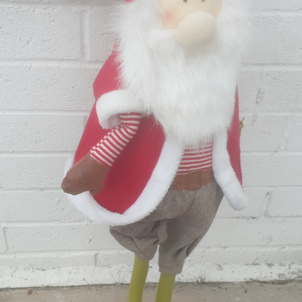 33" FOLK Art Santa Claus Doll red Hat coat pants Cloth & Wood legs Primitive - Picture 8 of 8